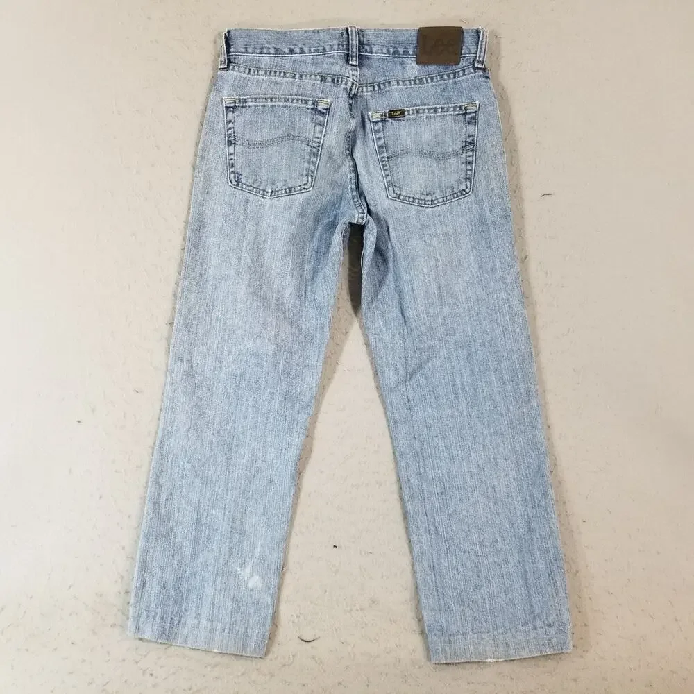 Lee jeans men's 30x26 regular fit‎ straight blue denim pants retro light wash